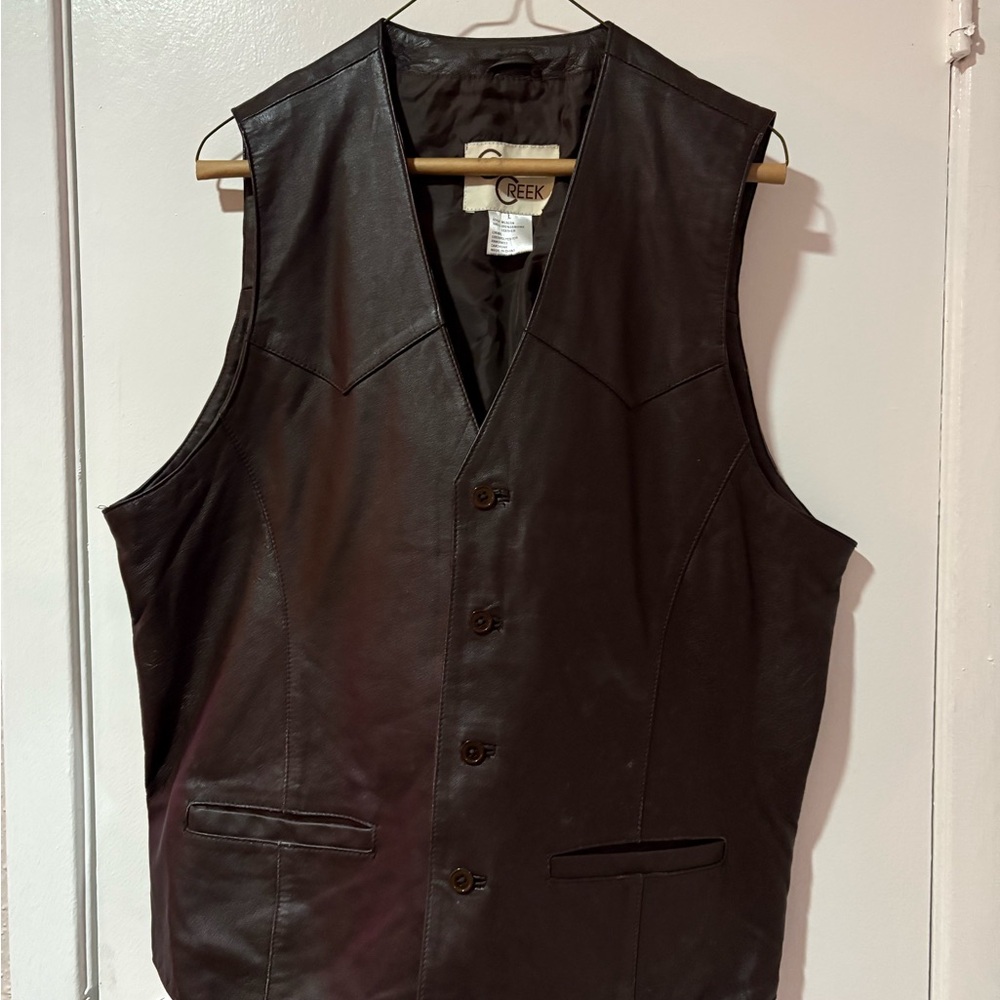 Men's Dark Brown Leather Vest